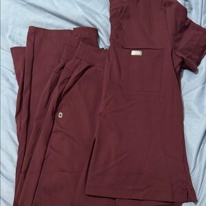 Figs Maroon FormX top and wide leg pants